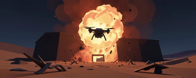 Drone strike hits US military logistics warehouse in Saudi Arabia, explosions reported.